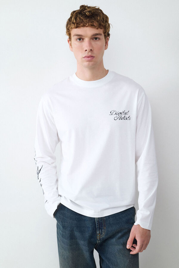 Balmohk long sleeve print t-shirt white