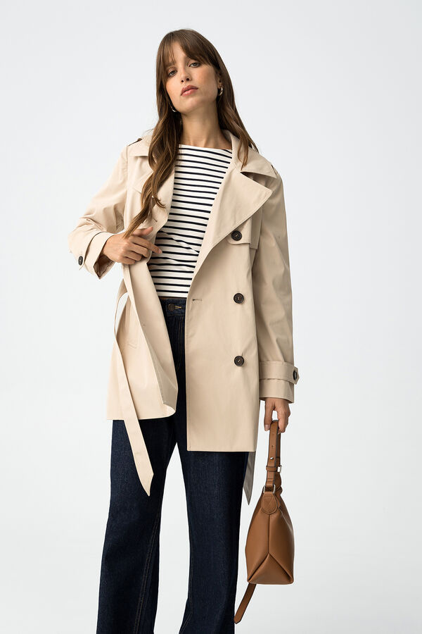 Tiffosi Gabardina regular com cinto bege