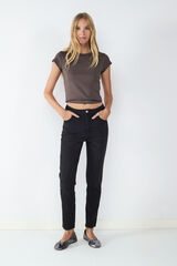 Balmohk Cal&ccedil;a jeans skinny de cintura alta preto