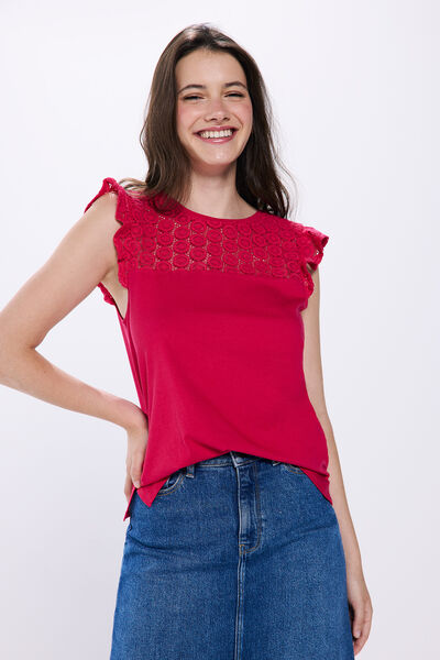 Springfield T-Shirt kombiniert Plumetis Kreise rot