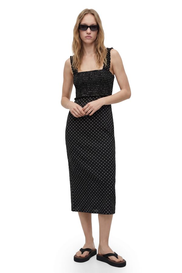 Koton Vestido midi de lunares negro