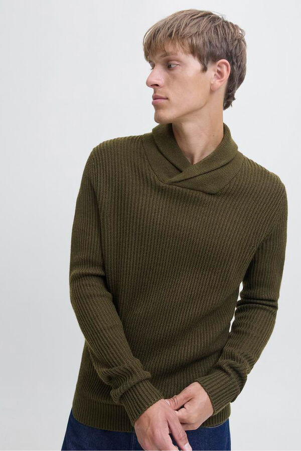 JJ REBEL Jersey de punto cuello cruzado verde