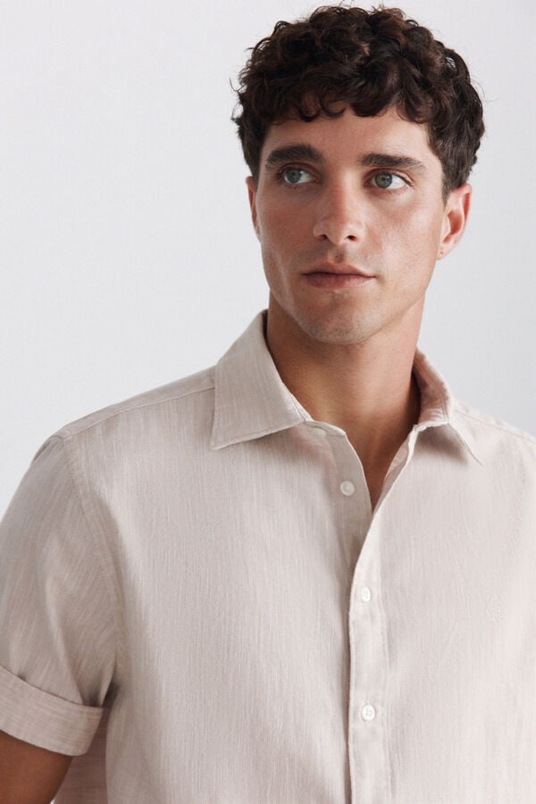 Springfield Short sleeve turn-up shirt grey