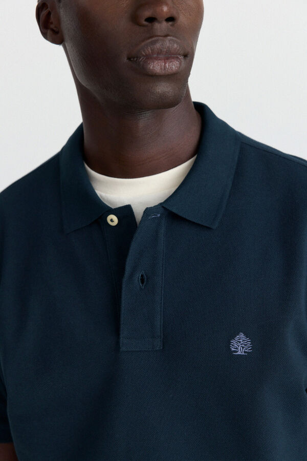 Springfield Piqu&eacute; basic regular fit polo shirt blue