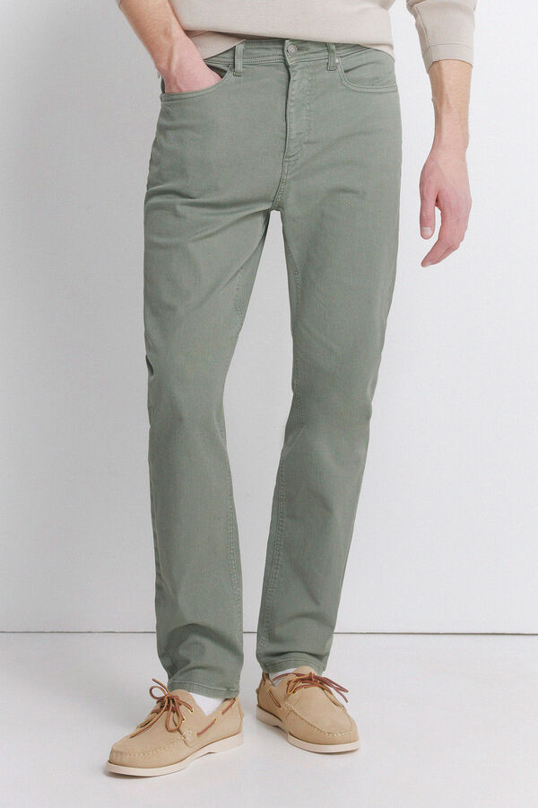 Springfield 5-pocket washed slim fit trousers green