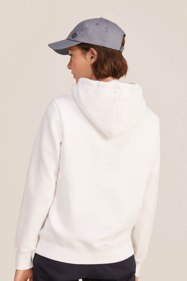 Springfield Women's classic cut hoodie. Small contrast logo and elasticated waistband. 260 GSM light fleece-back poly-cotton. white