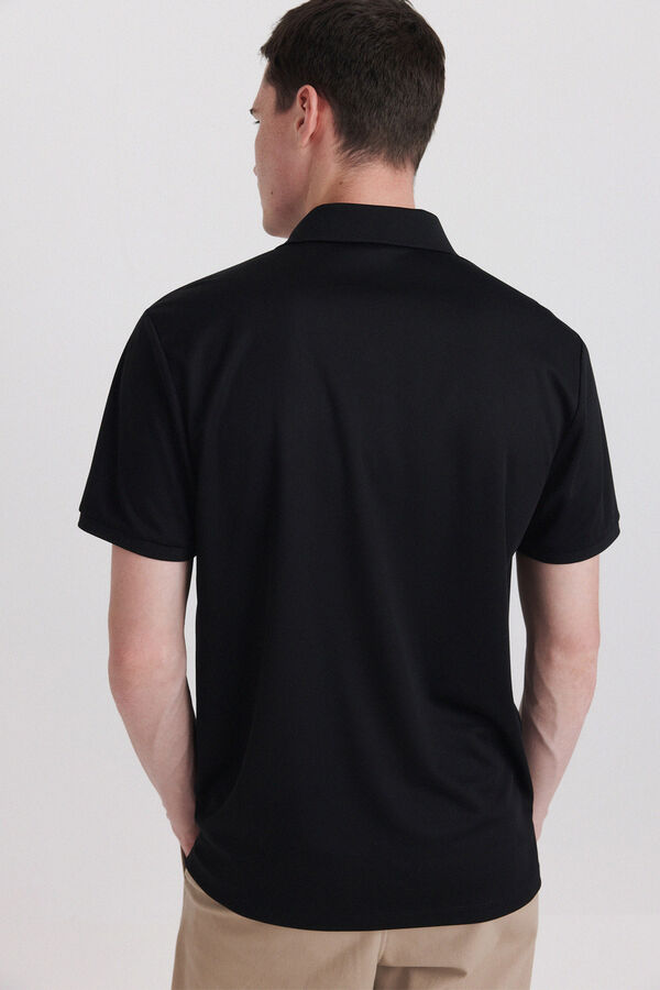 Springfield Technical fabric slim fit polo shirt black
