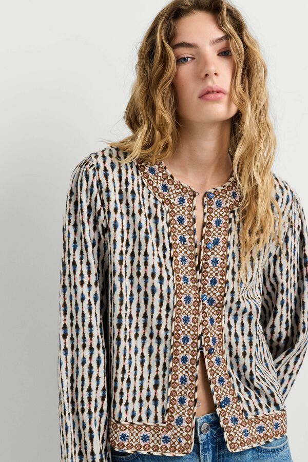 Pepe Jeans Embroidered combined jacket beige