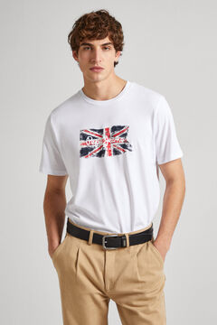 Springfield Camiseta Fit Regular Logo Union Jack blanco
