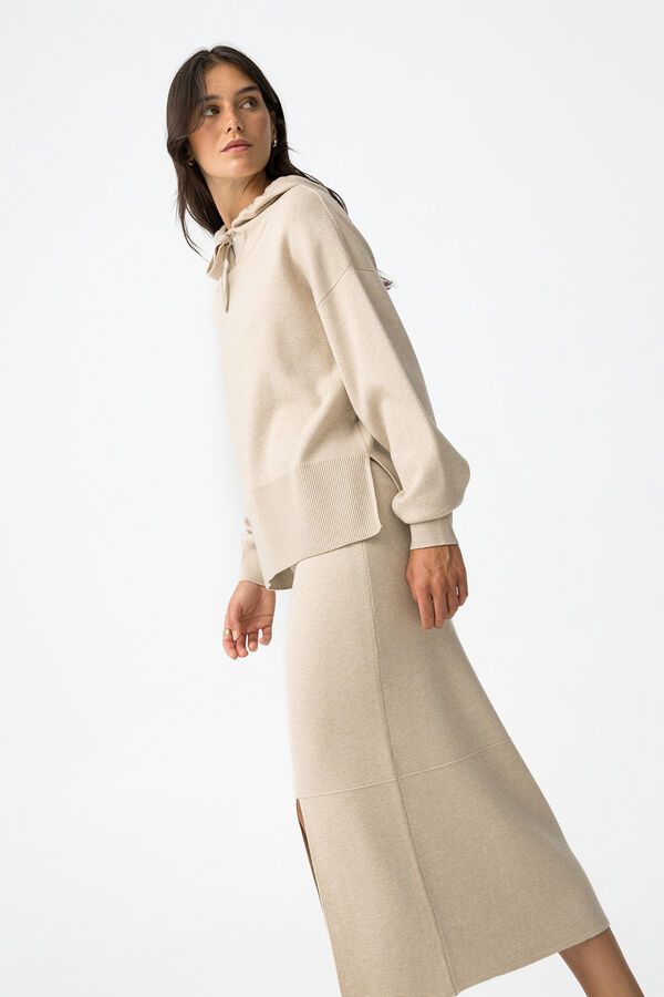 Tiffosi Malha midi de saia bege