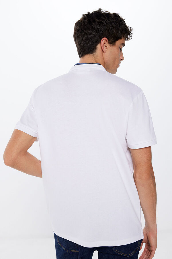 Springfield Polo majica od pikea slim kroja s ovratnikom s trakom bijela