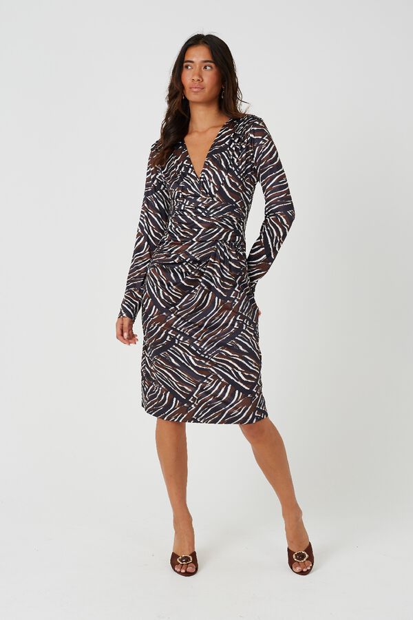 Brave Soul Wrap mini dress brown