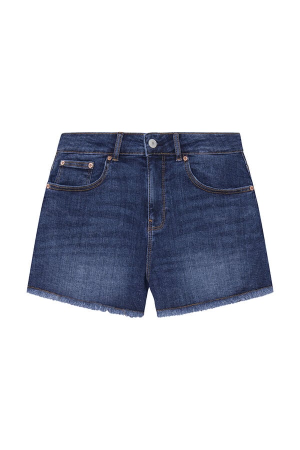 Springfield Raw hem comfort denim shorts blue