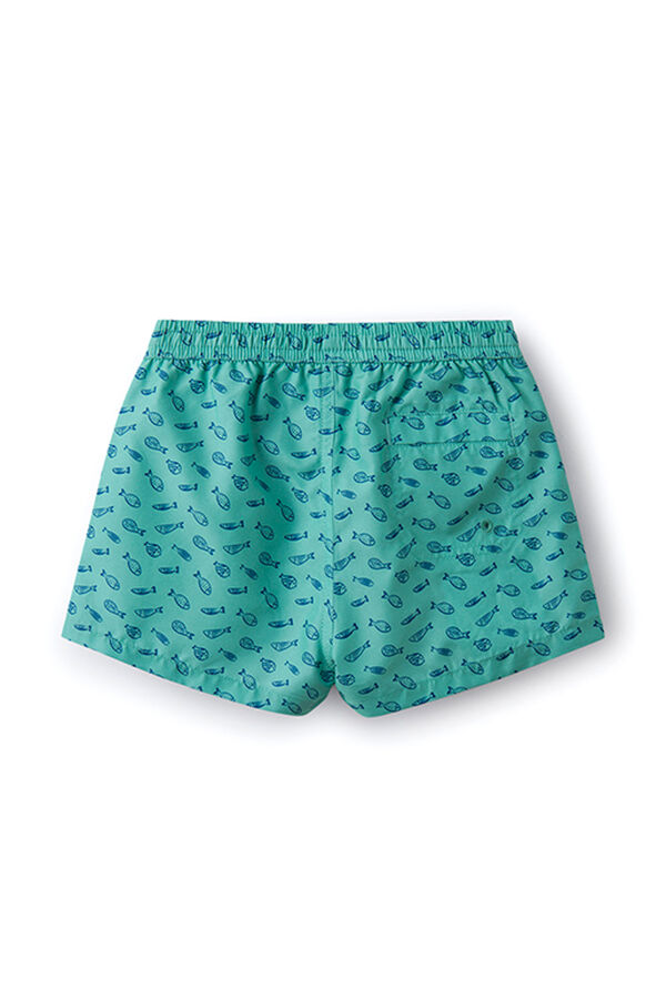 Springfield Boys' fish print swim shorts zelena