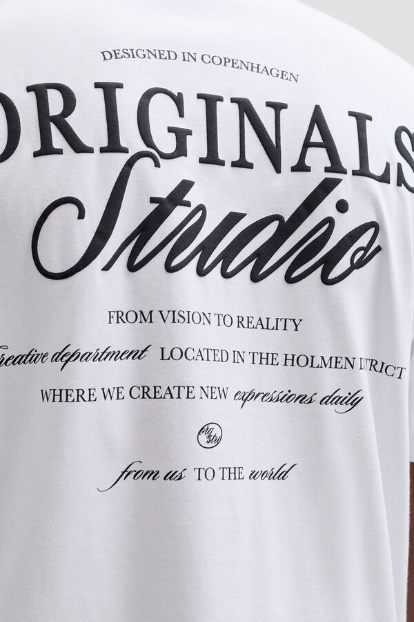 Jack & Jones Camiseta oversize backprint blanco