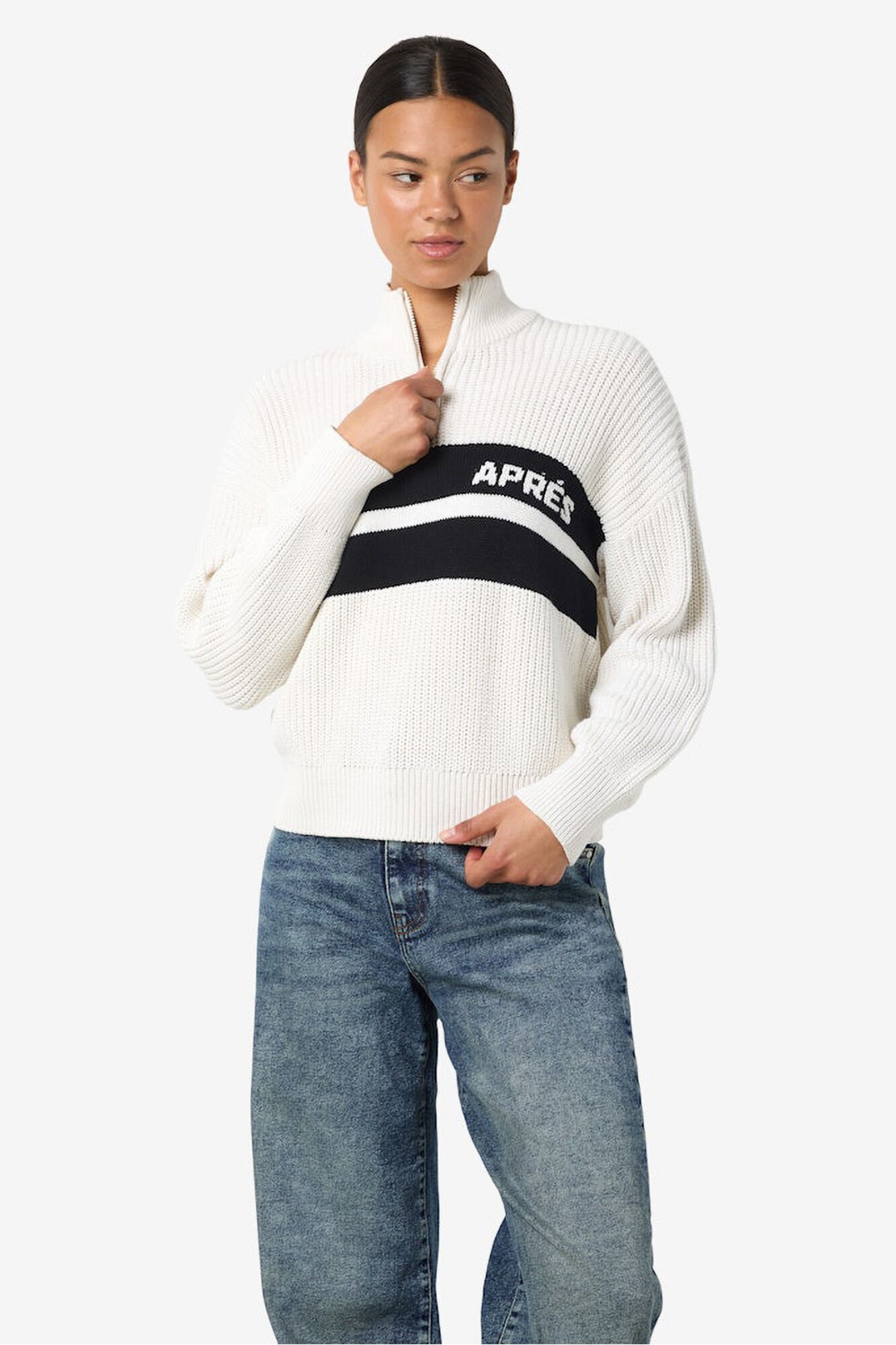 Noisy May Jersey cuello alto cremallera bordado