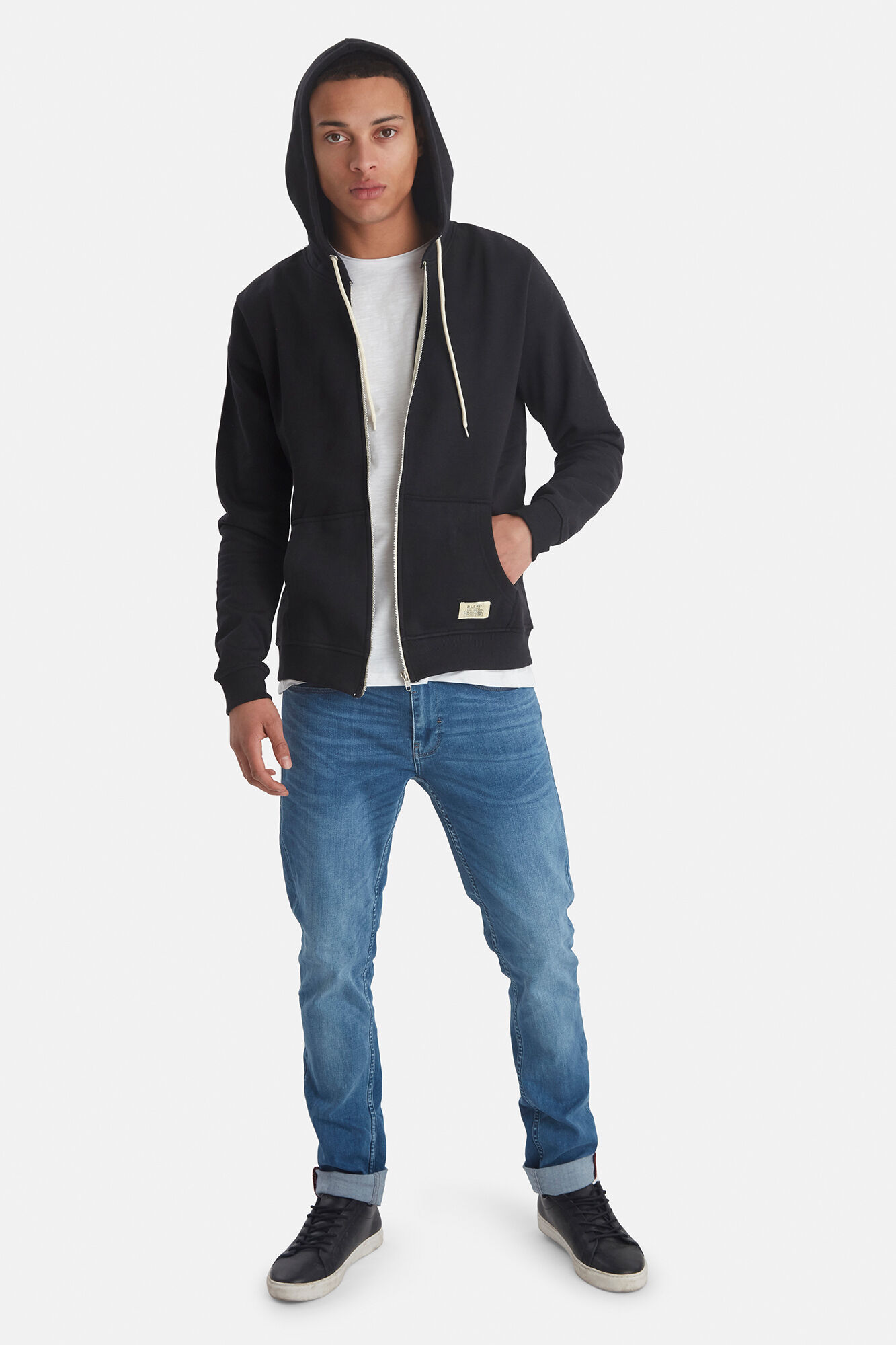 Blend Sweatshirt capuz com fecho-&eacute;clair