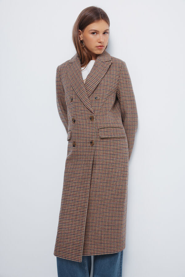 Springfield Abrigo largo cuadros doble abotonadura nude