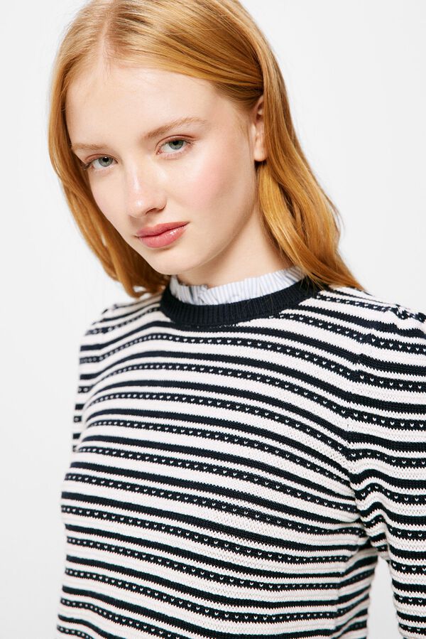 Springfield Two-material striped jumper navy mix
