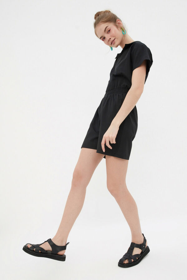 Trendyol Short shirt jumpsuit black