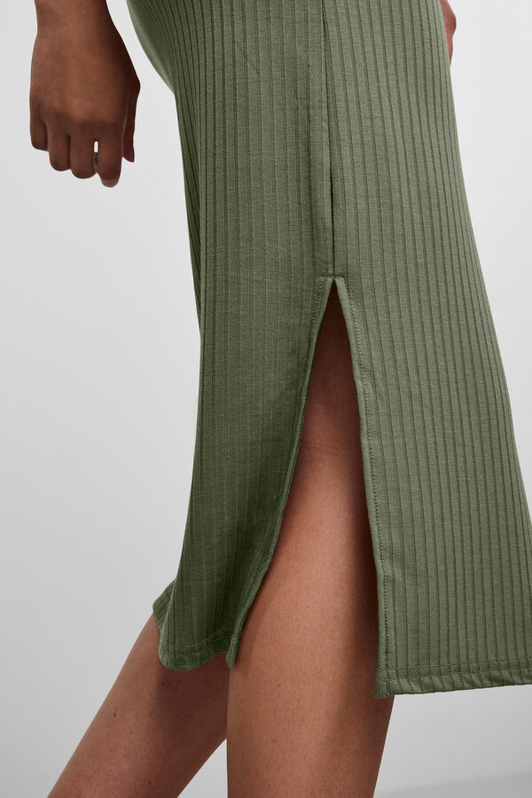 Springfield Jersey-knit midi skirt with elasticated waistband and side slit. green
