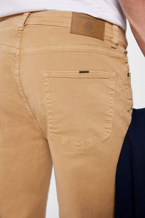 Springfield Uobičajene isprane hlače s 5 džepova u boji srednja bež
