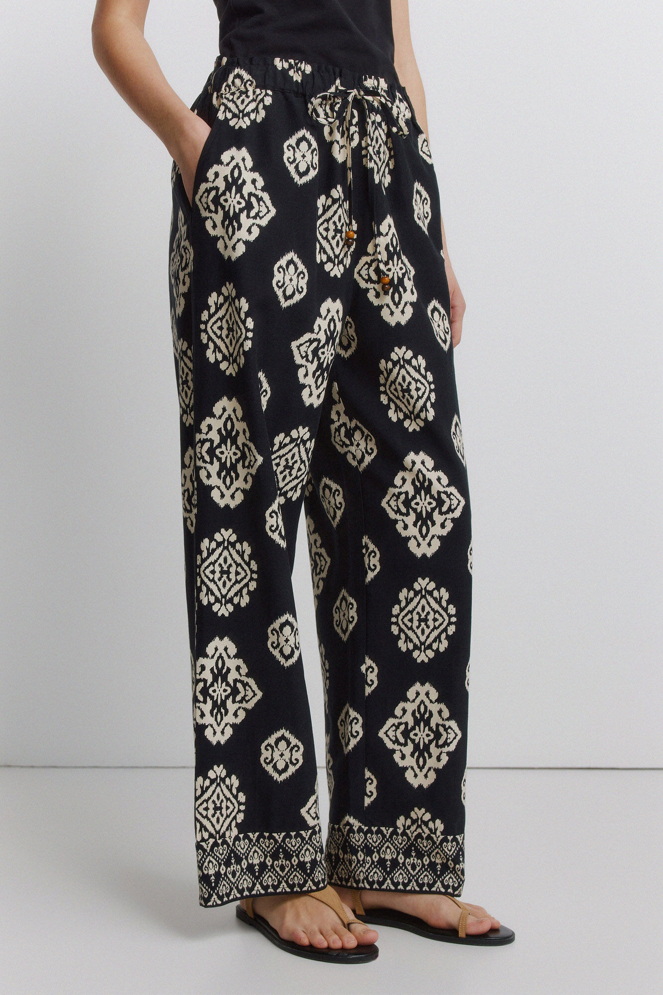 Springfield Printed linen trousers