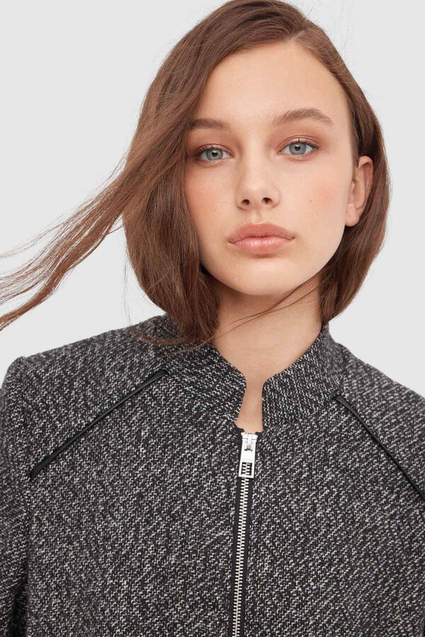 Inside Strukturierter Mantel mit Rei&szlig;verschluss Schwarz