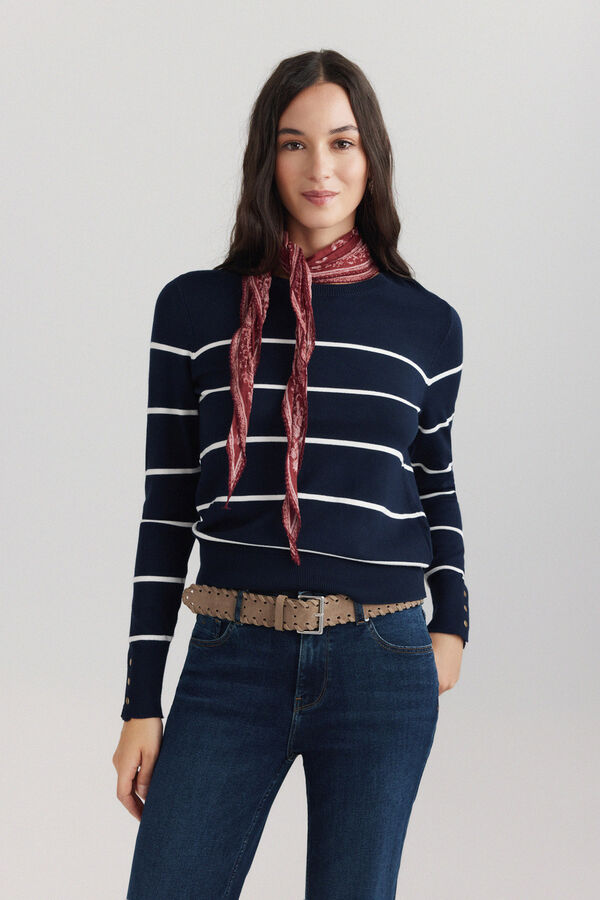 Springfield Basic fine knit buttoned jumper blue