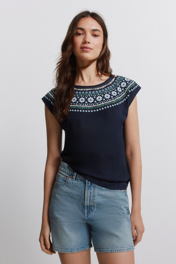 Springfield Polka-dot short sleeve T-shirt printed