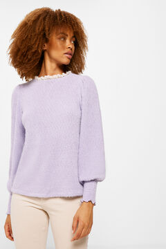 Springfield Chenille Lace Neck T-shirt purple