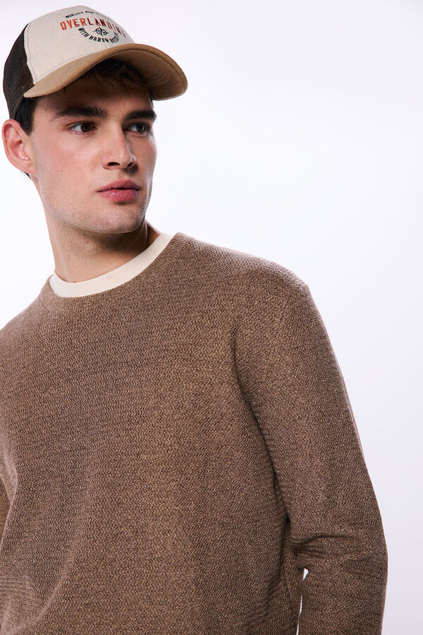Springfield Two-tone textured jumper brown