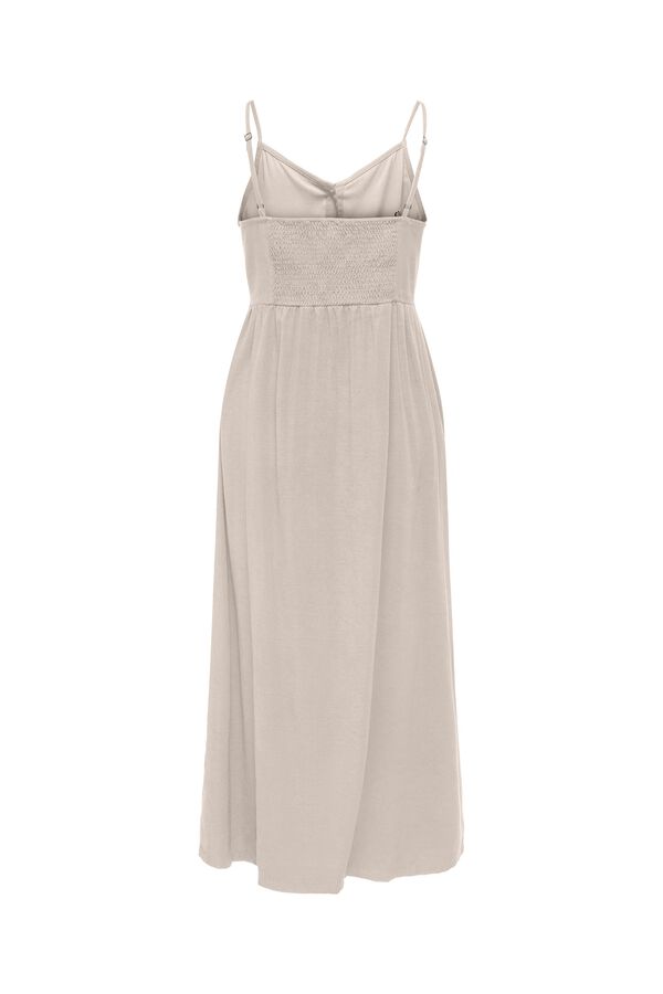 Only Vestido largo abotonado beige