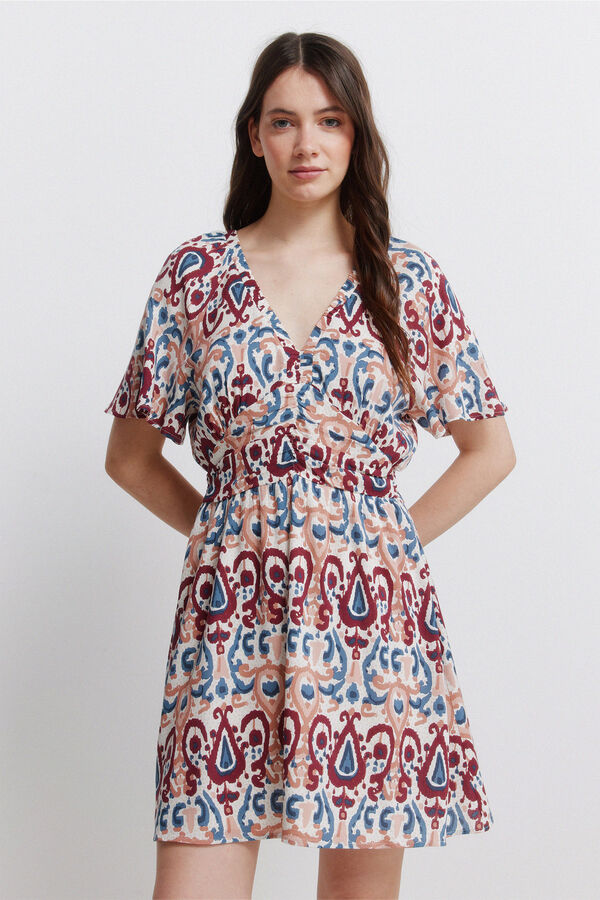 Springfield Printed short dress brown