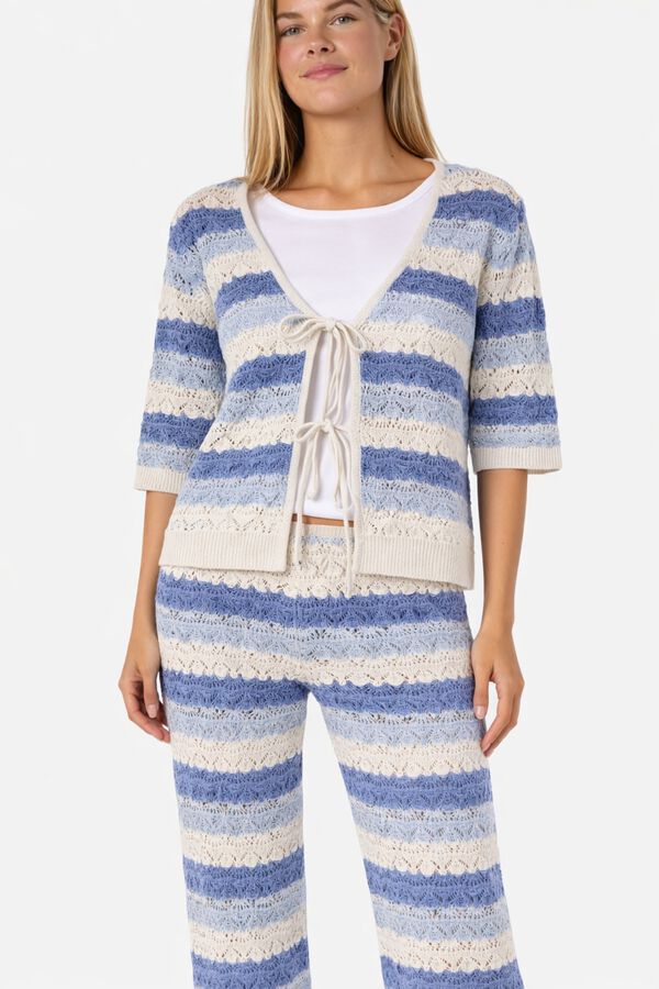 Noisy May Pointelle knit long trousers Plava