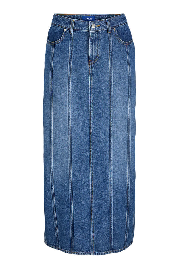 Jack & Jones Falda midi denim recortes azul