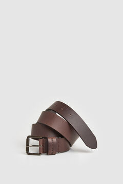 Springfield Metal buckle leather belt brown