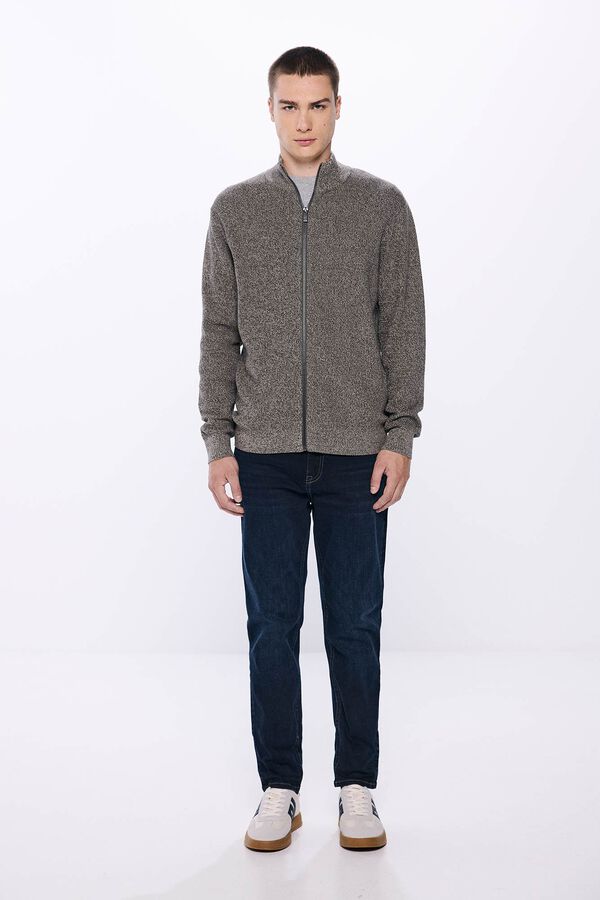 Springfield Structured zip fastening cardigan brown