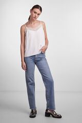 Pieces T-shirt de al&ccedil;as de lingerie branco