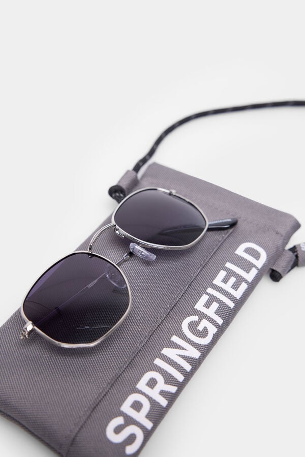 Springfield Sonnenbrille aus Metall, hexagonale Form grau