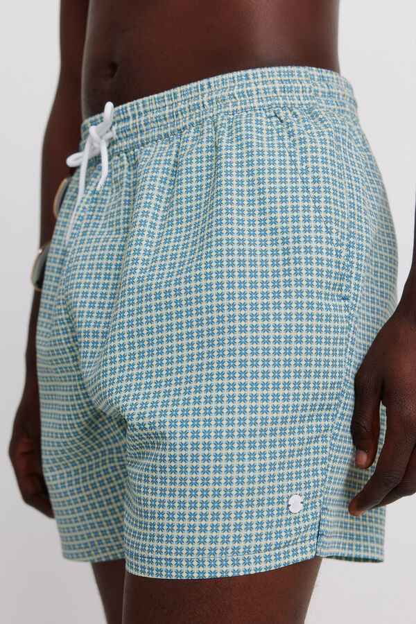 Springfield Fato de banho estampado geom&eacute;trico bolso fecho-&eacute;clair azul