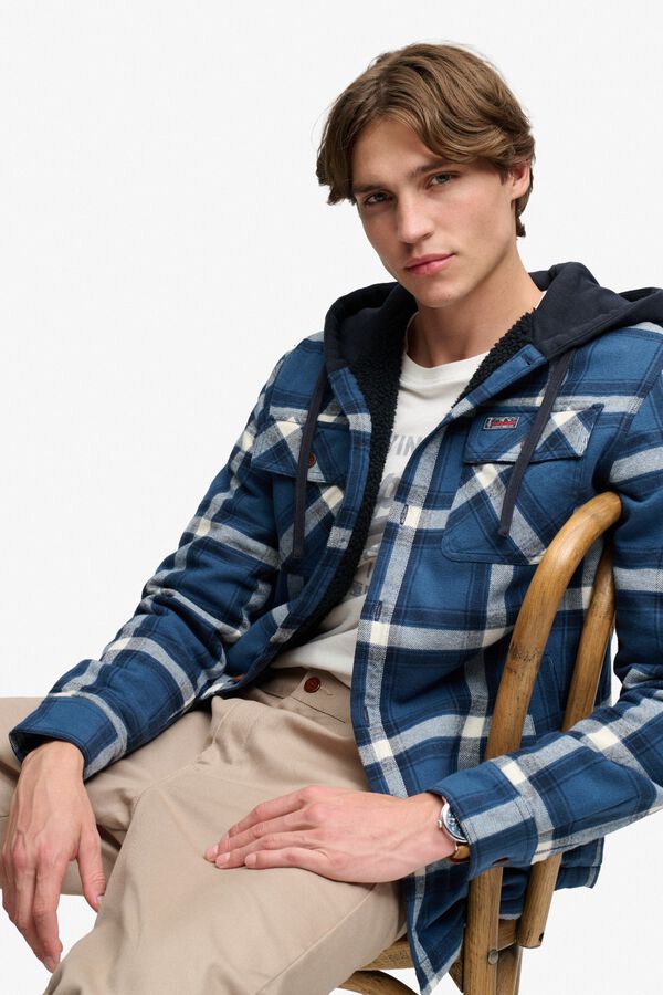 Superdry Plaid hooded overshirt printed