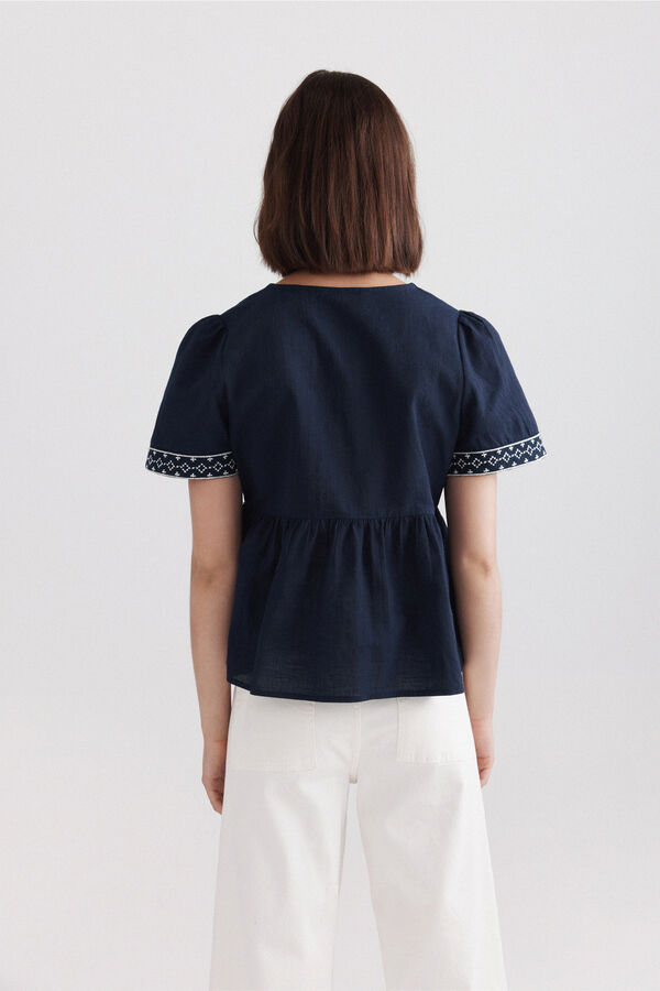 Springfield Peplum shirt with neckline details blue