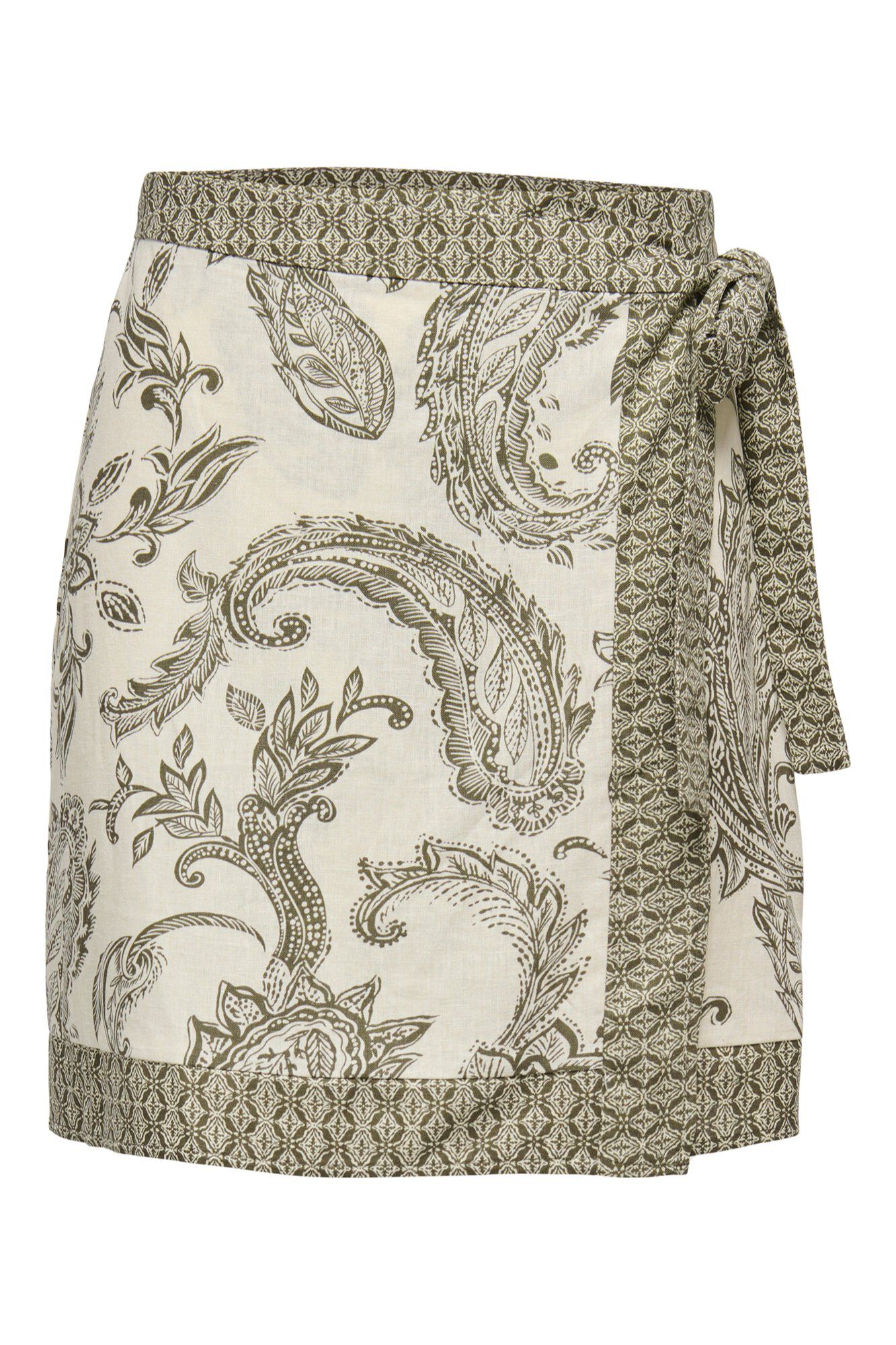 Only Falda wrap corta de lino