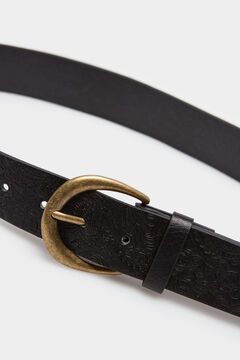 Springfield Embossed belt with metal buckle black