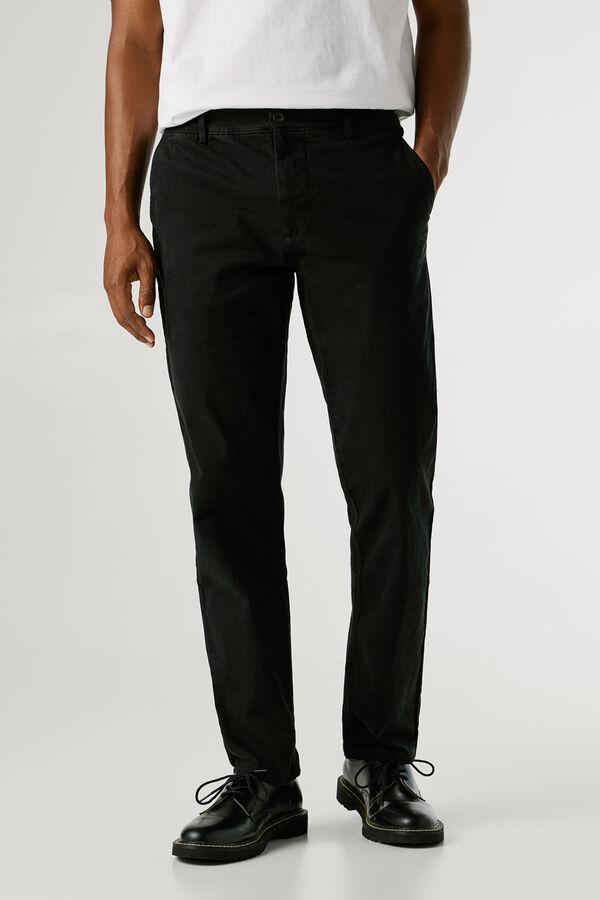 Pepe Jeans  Cal&ccedil;as chino slim preto