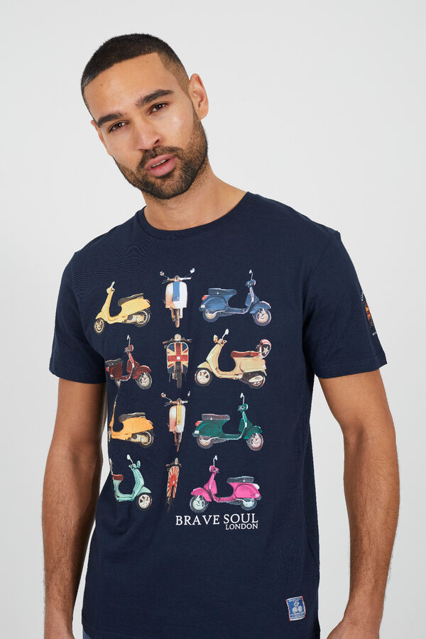 Brave Soul Camiseta vespas manga corta azul