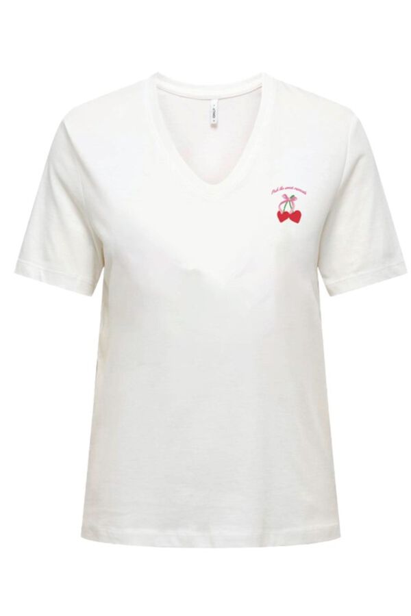 Only V-neck short sleeve T-shirt beige