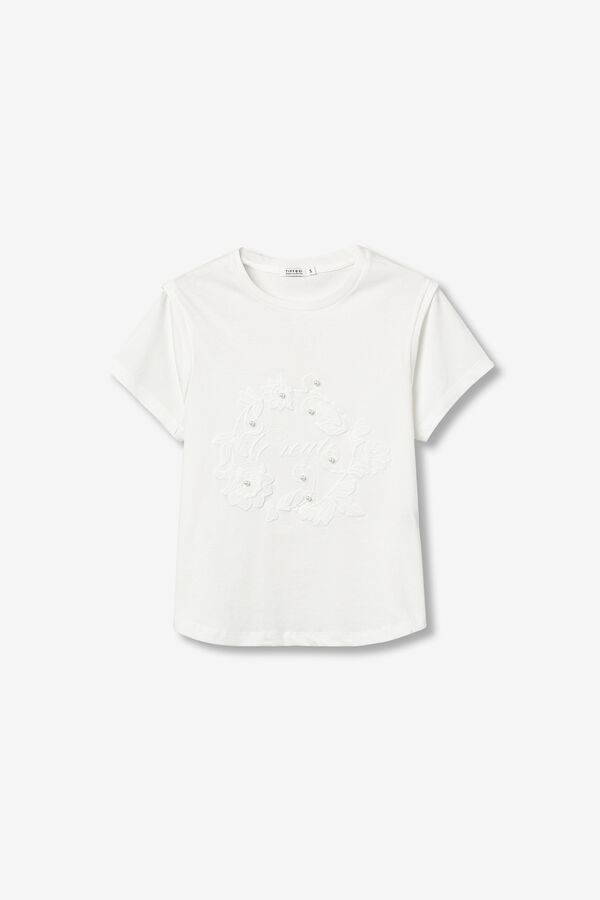 Tiffosi Camiseta estampado floral marfil