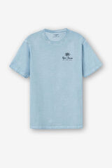 Springfield Washed-Effect T-shirt with Print plava